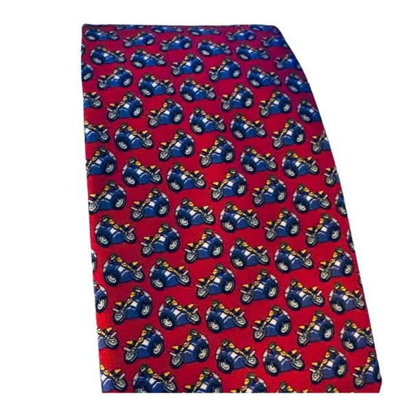 Ralph Lauren Silk Tie‎ Motorcycle Trike Motorcyclist Necktie LRL Red Made in USA - Picture 4 of 9